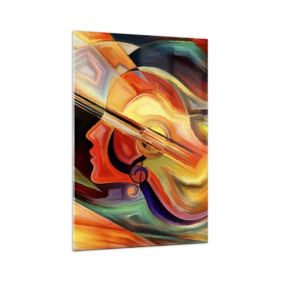 Impression sur verre - Image sur verre - Abstraction colorée inspirée de la musique et de la guitare - 70x100cm - Tout va bien - Décoration murale moderne pour le salon et la chambre ARTTOR
