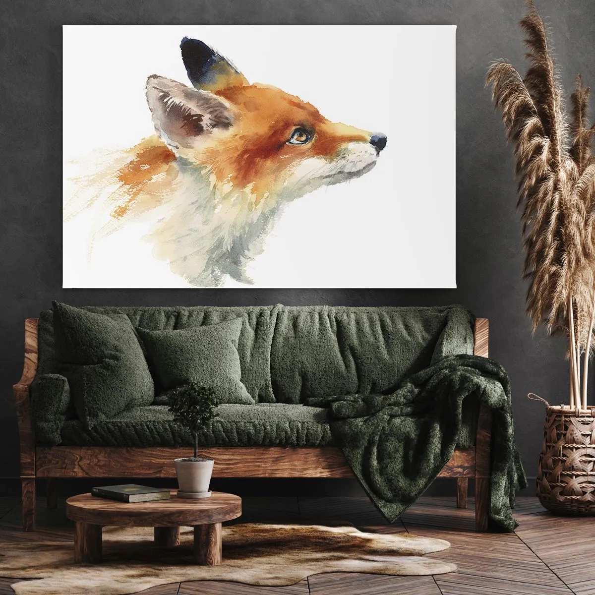 Impression sur toile - Image sur toile - Renard roux en style aquarelle sur fond blanc - 100x70cm - Vous ne pouvez jamais être trop prudent - Décoration murale moderne pour le salon et la chambre ARTTOR