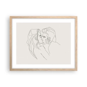 Affiche dans un chêne clair - Poster - Enlacé de sentiment - 50x40 cm