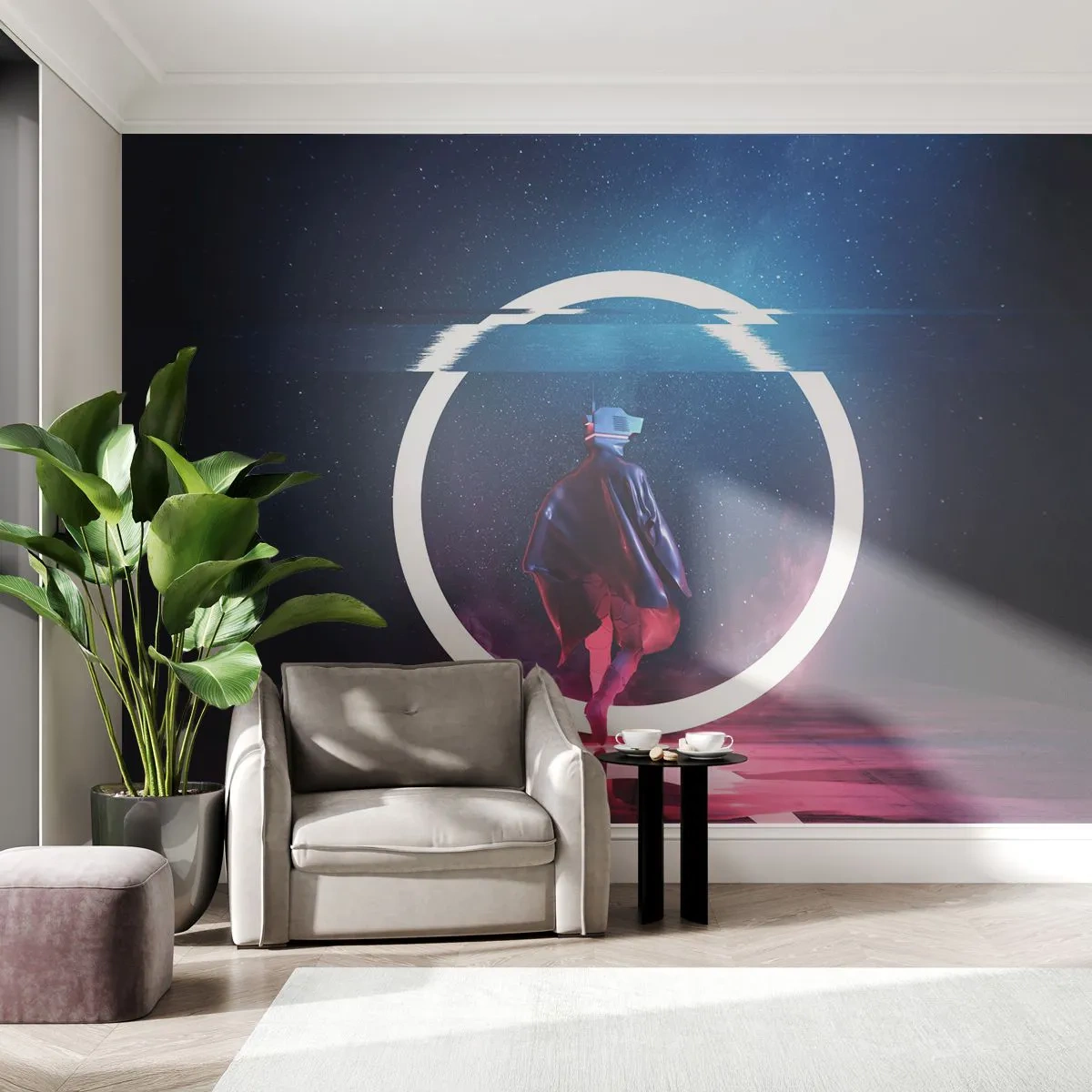 Papier Peint Photo Premium Sand - Entre deux mondes - Futuriste, Astronaute, Cosmos - 300x210 cm