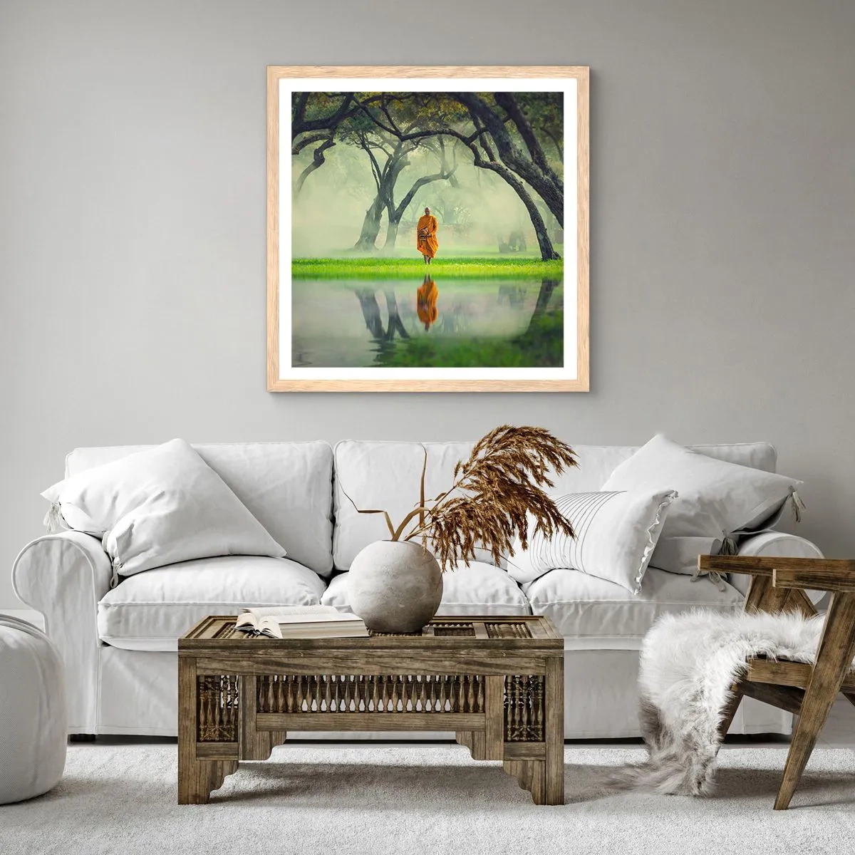 Affiche dans un chêne clair - Poster - En route vers l'illumination - 40x40 cm