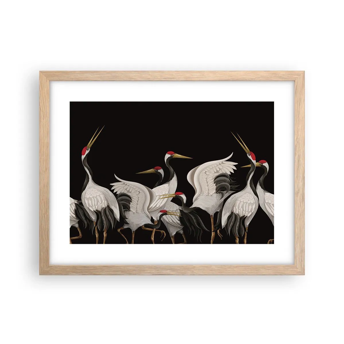 Affiche dans un chêne clair - Poster - Histoire d'oiseaux - 40x30 cm