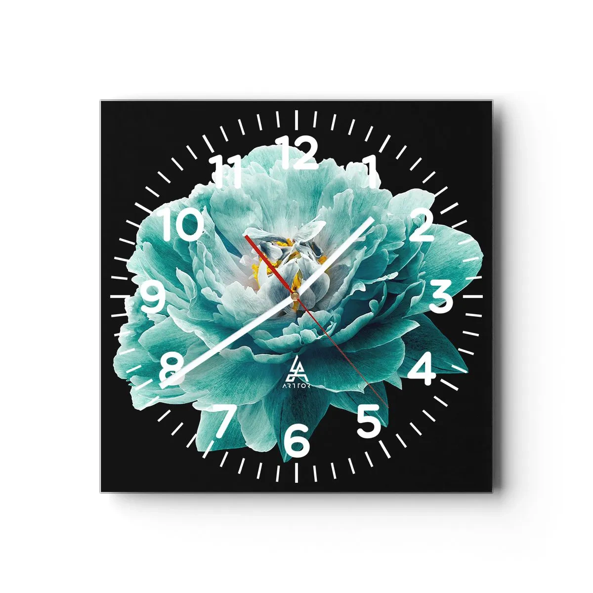 Horloge murale - Pendule murale - Pétales bleus et dorés - 40x40 cm