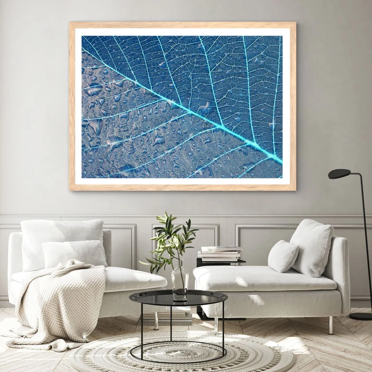 Affiche dans un chêne clair - Poster - La vie en bleu - 70x50 cm