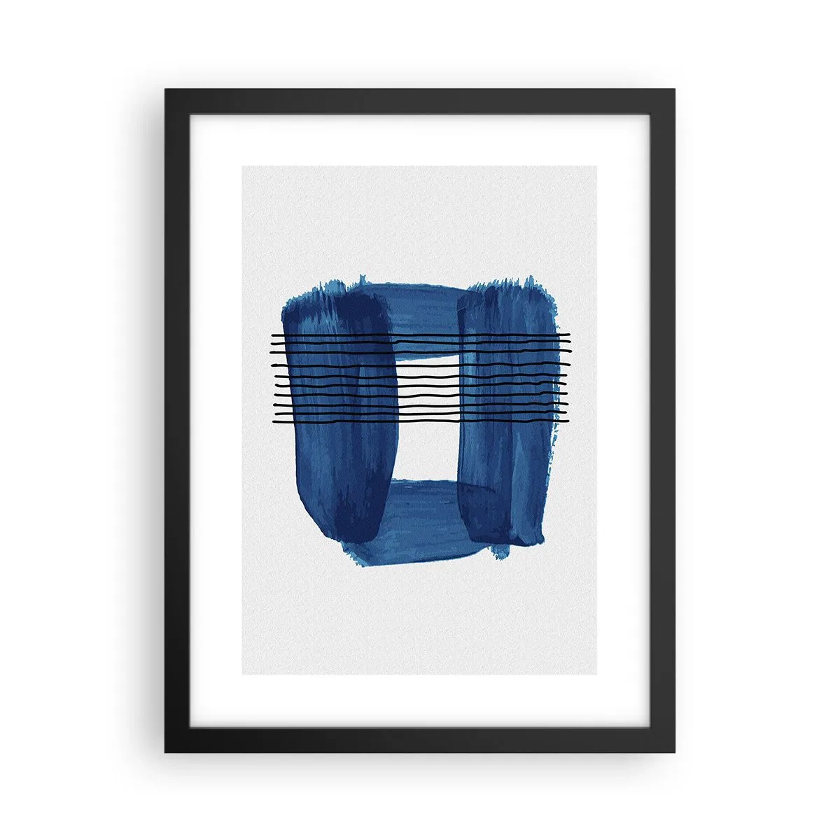 Affiche dans un cadre noir - Poster - Composition noire-bleue - 30x40 cm