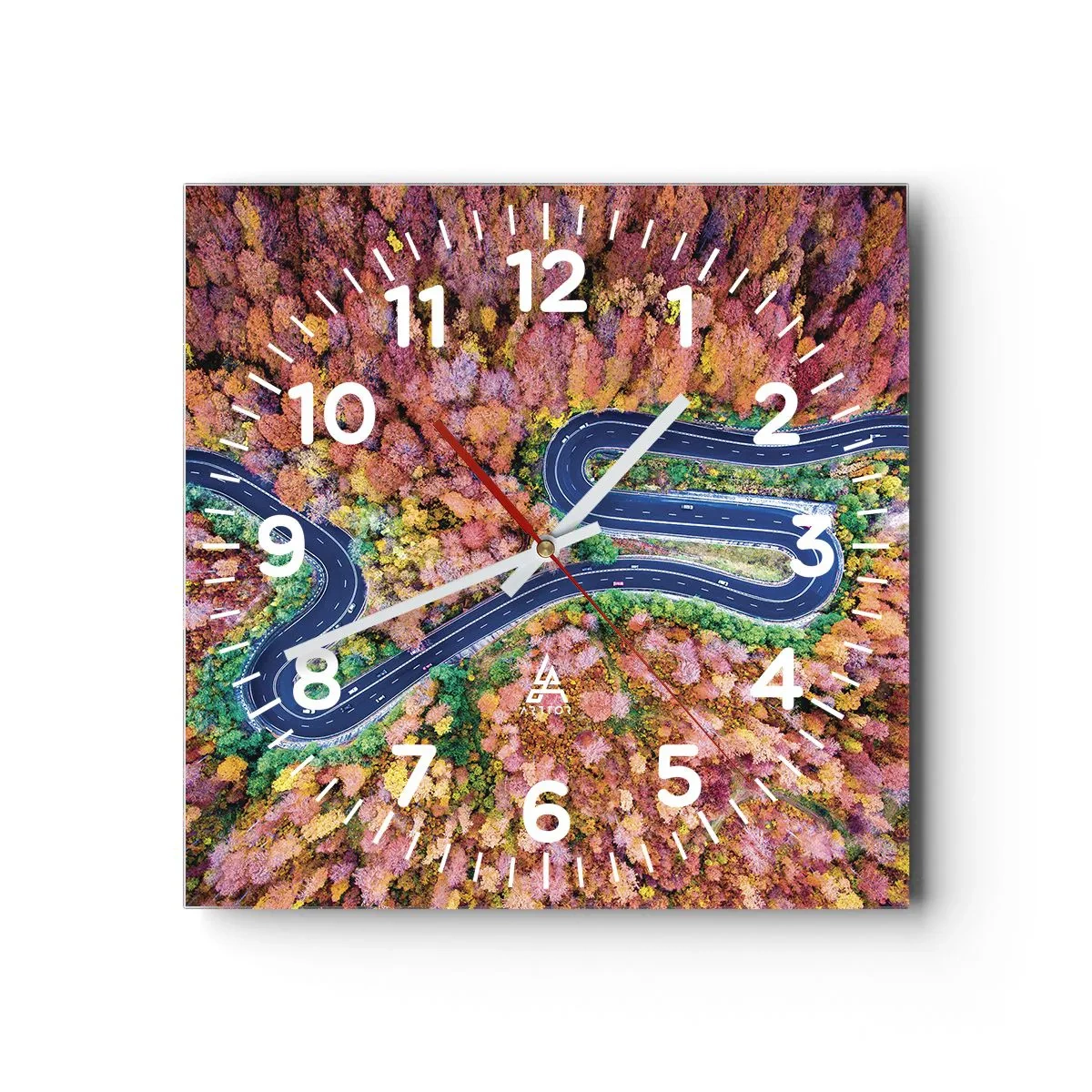 Horloge murale - Pendule murale - Route sinueuse à travers la forêt - 30x30 cm