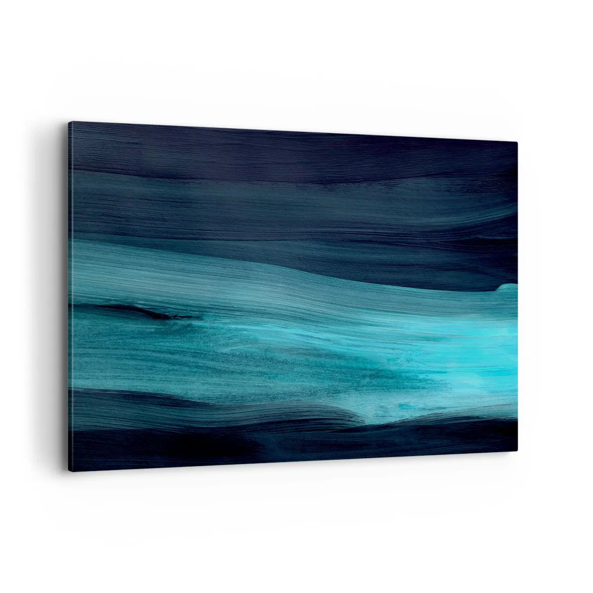 Impression sur toile - Image sur toile - De subtiles vagues abstraites dans des tons bleus foncés - 120x80cm - Suivez le courant - Décoration murale moderne pour le salon et la chambre ARTTOR