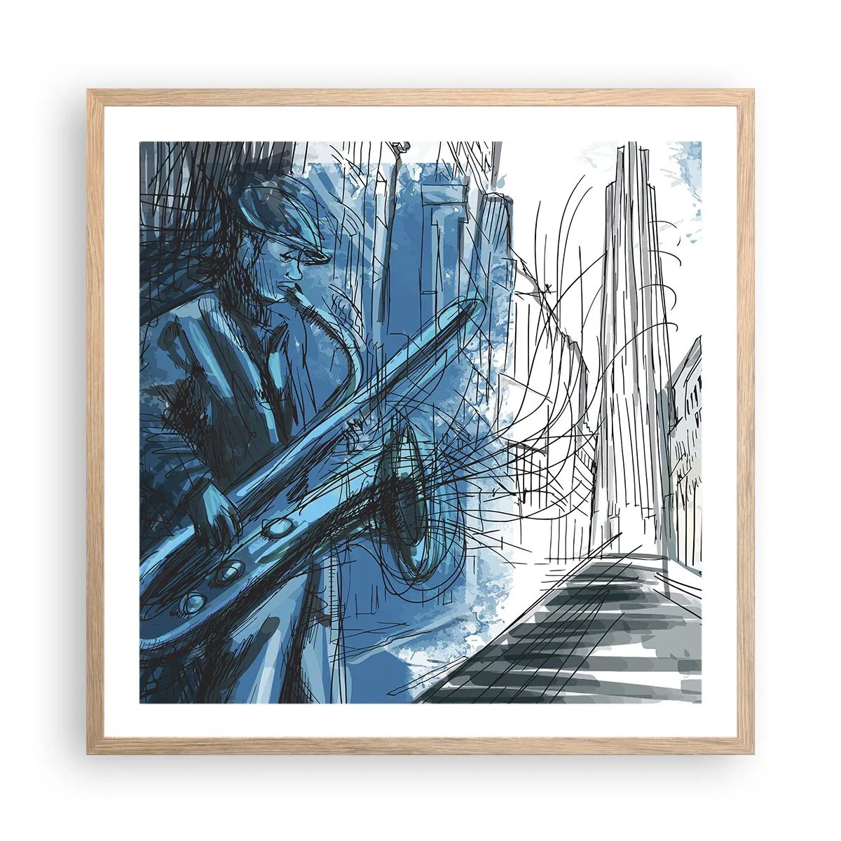 Affiche dans un chêne clair - Poster - Rhapsodie urbaine - 60x60 cm