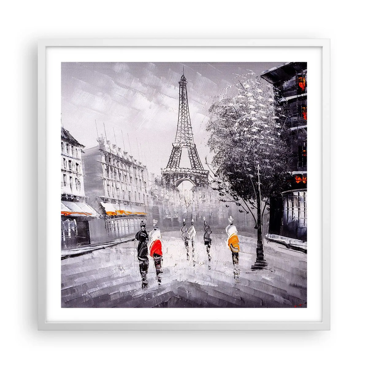 Affiche dans un cadre blanc - Poster - Balade parisienne - 60x60 cm