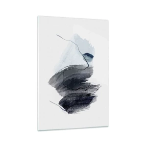 Impression sur verre - Image sur verre - Composition abstraite dans les tons de gris et de bleu - 70x100cm - Intensité et mouvement - Décoration murale moderne pour le salon et la chambre ARTTOR