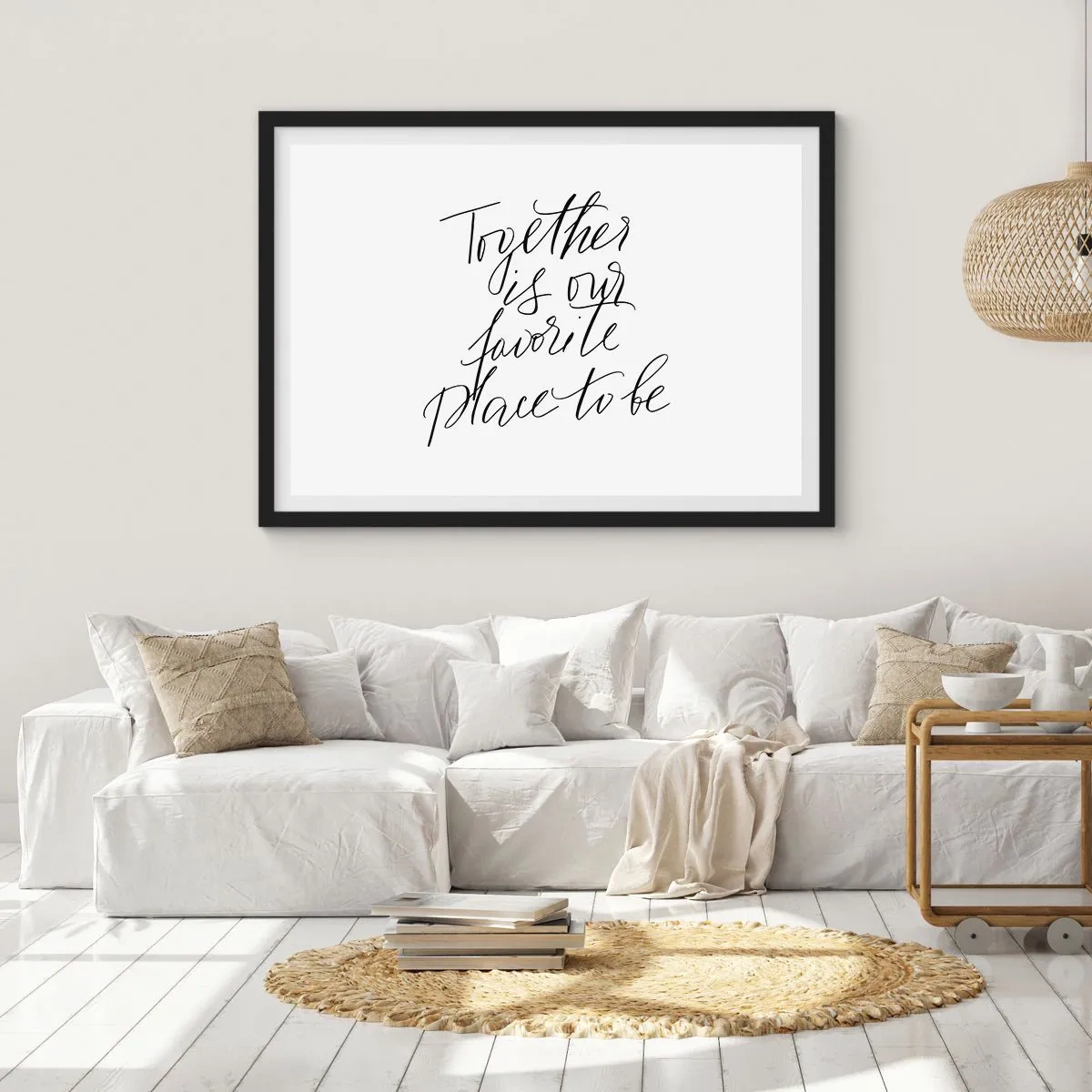 Affiche dans un cadre noir - Poster - Inscription typographique dans un style élégant sur fond blanc - 70x50cm - Vous aussi vous le sentez? - Décoration murale moderne pour le salon et la chambre ARTTOR