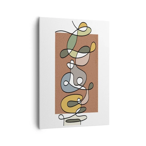 Impression sur toile - Image sur toile - Abstraction colorée avec des taches et des lignes - 50x70cm - Une abstraction qui mérite le sourire - Décoration murale moderne pour le salon et la chambre ARTTOR