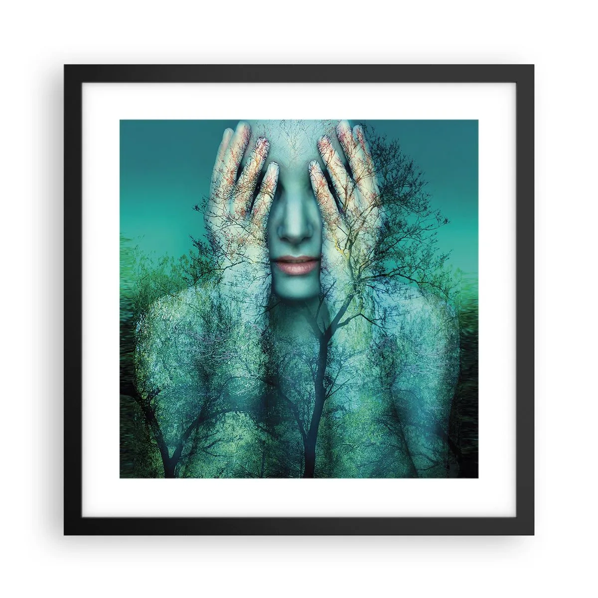 Affiche dans un cadre noir - Poster - immergé dans l'azur - 40x40 cm