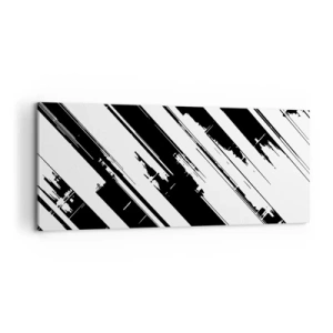 Impression sur toile - Image sur toile - Lignes noires et blanches et motifs géométriques dans un style moderne - 120x50cm - Une composition intense et dynamique - Décoration murale moderne pour le salon et la chambre ARTTOR