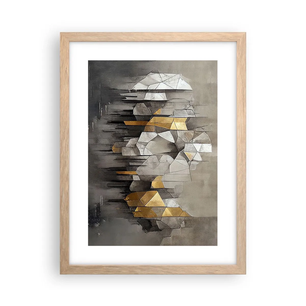 Affiche dans un chêne clair - Poster - Composition de glace et de lumière - 30x40 cm