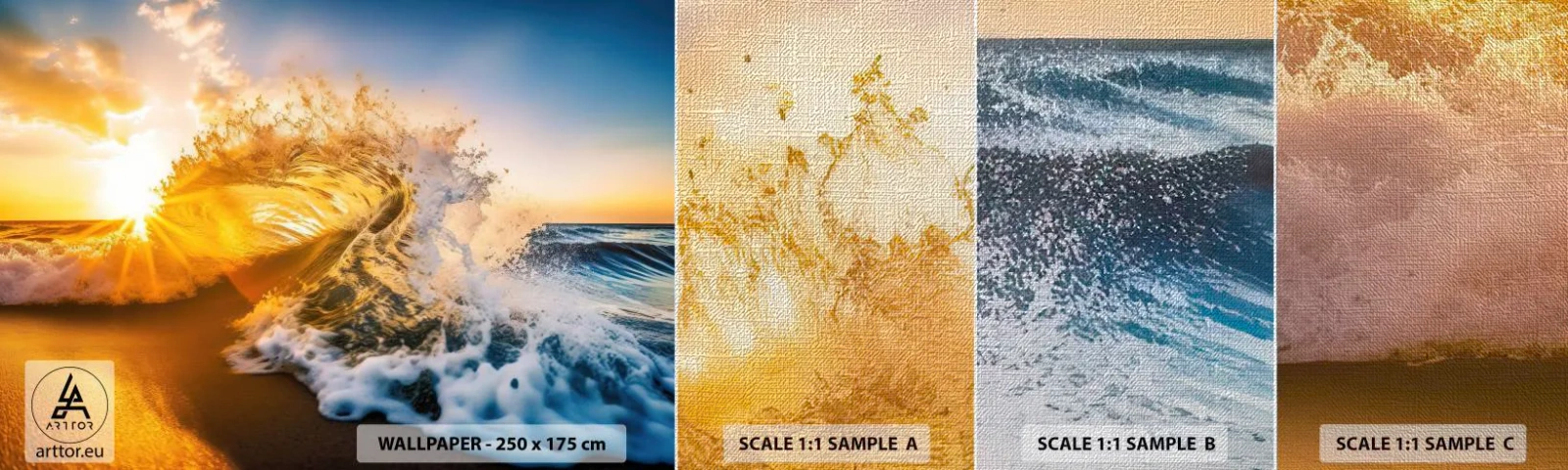 Échantillon de Papier Peint Premium Canvas - S'amuser dans le sable - Vague, Mer, Eau - 100x30 cm