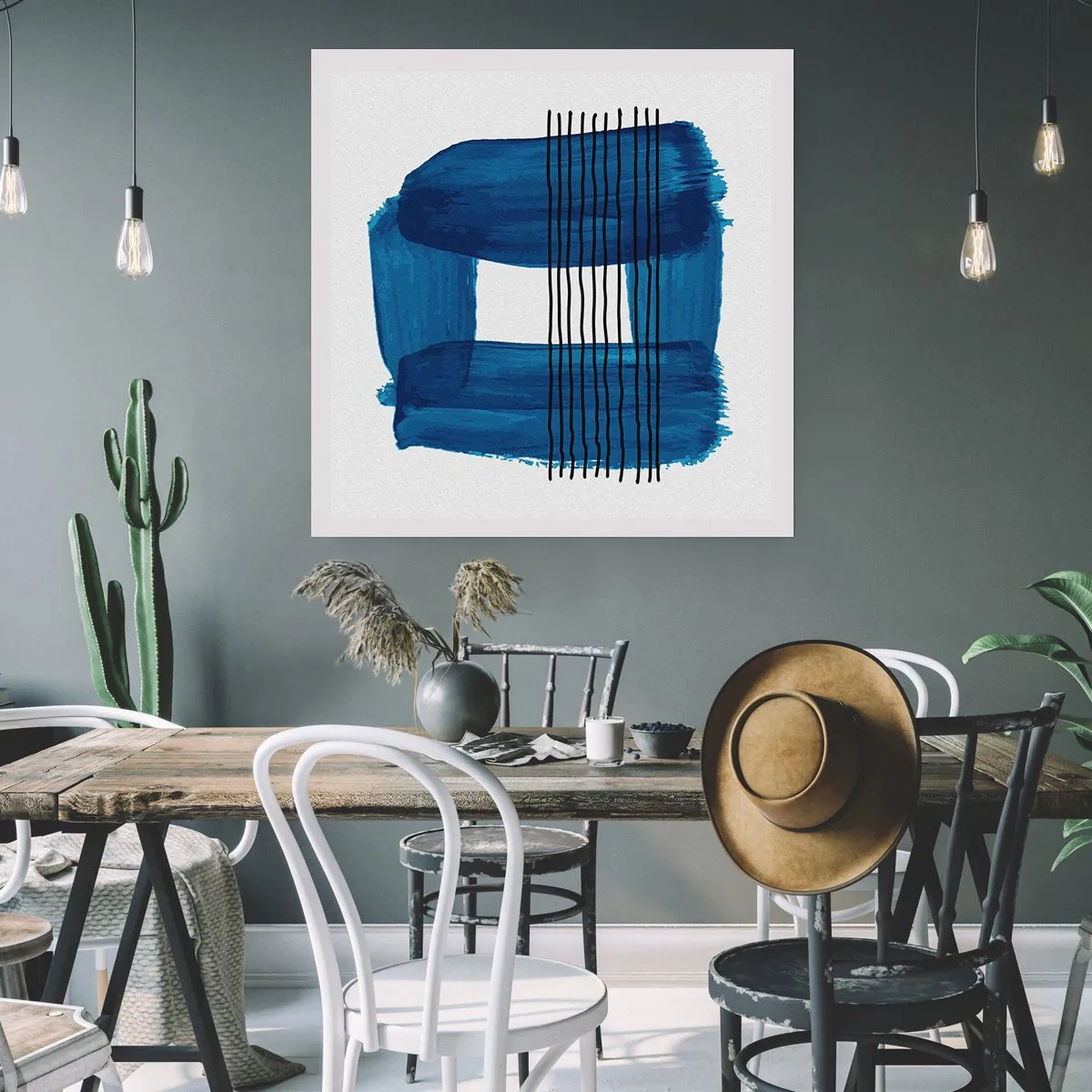 Affiche - Poster - Composition noire-bleue - 40x40 cm