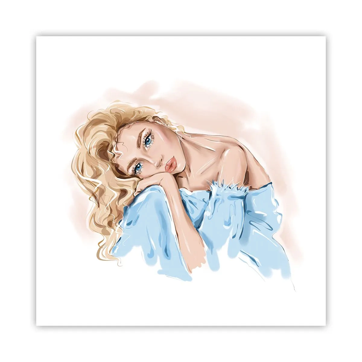 Affiche - Poster - Rêveuse en bleu - 50x50 cm