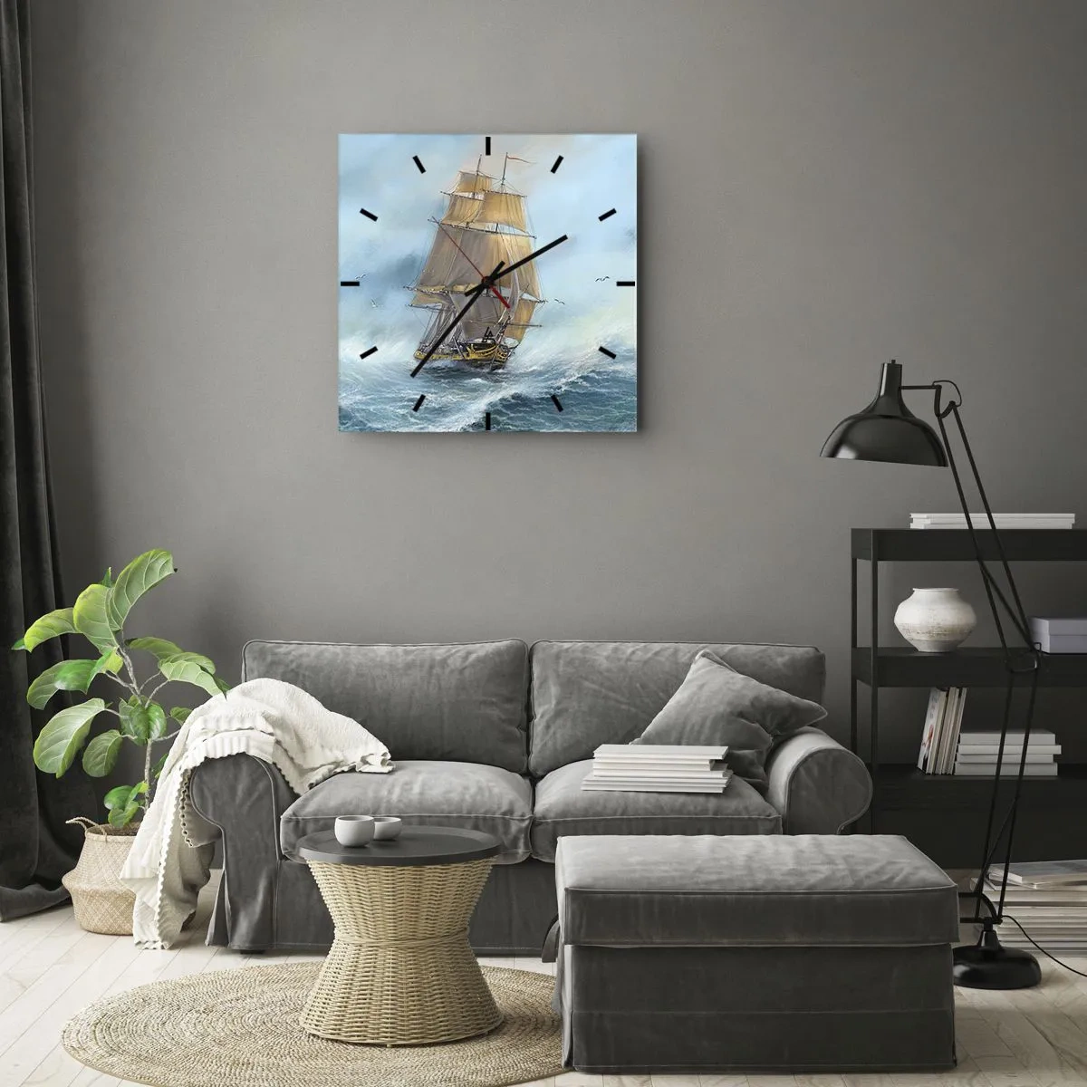 Horloge murale - Pendule murale - Se précipitant sur les vagues - 40x40 cm