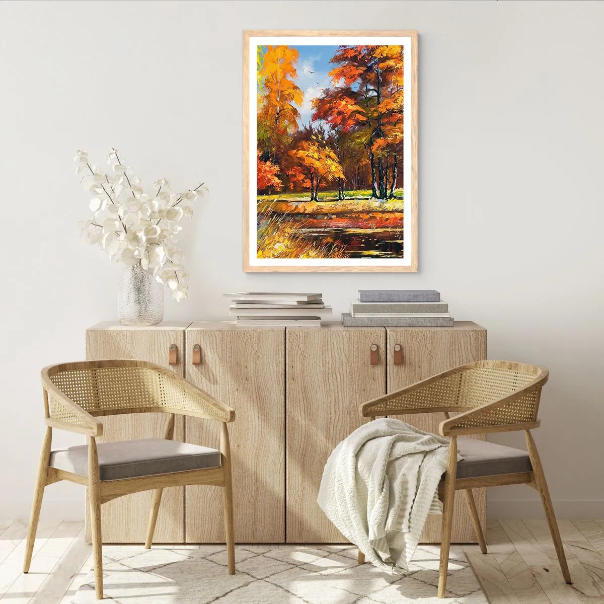 Affiche dans un chêne clair - Poster - Paysage en or et bronze - 70x100 cm