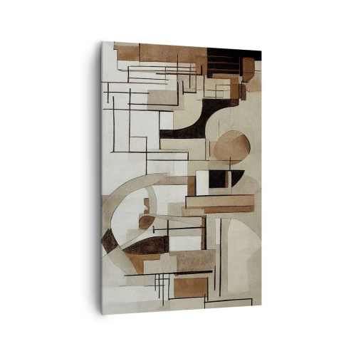 Impression sur toile - Image sur toile - Abstraction architecturale en beige et marron - 80x120cm - Paysage urbain 2.0 - Décoration murale moderne pour le salon et la chambre ARTTOR