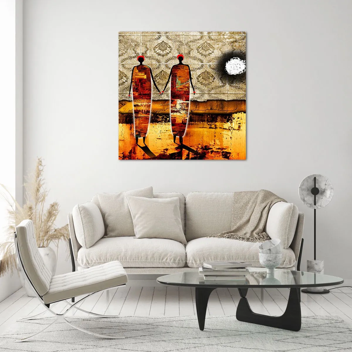 Impression sur verre - Image sur verre - Composition ethnique aux couleurs de l'Afrique - 40x40 cm