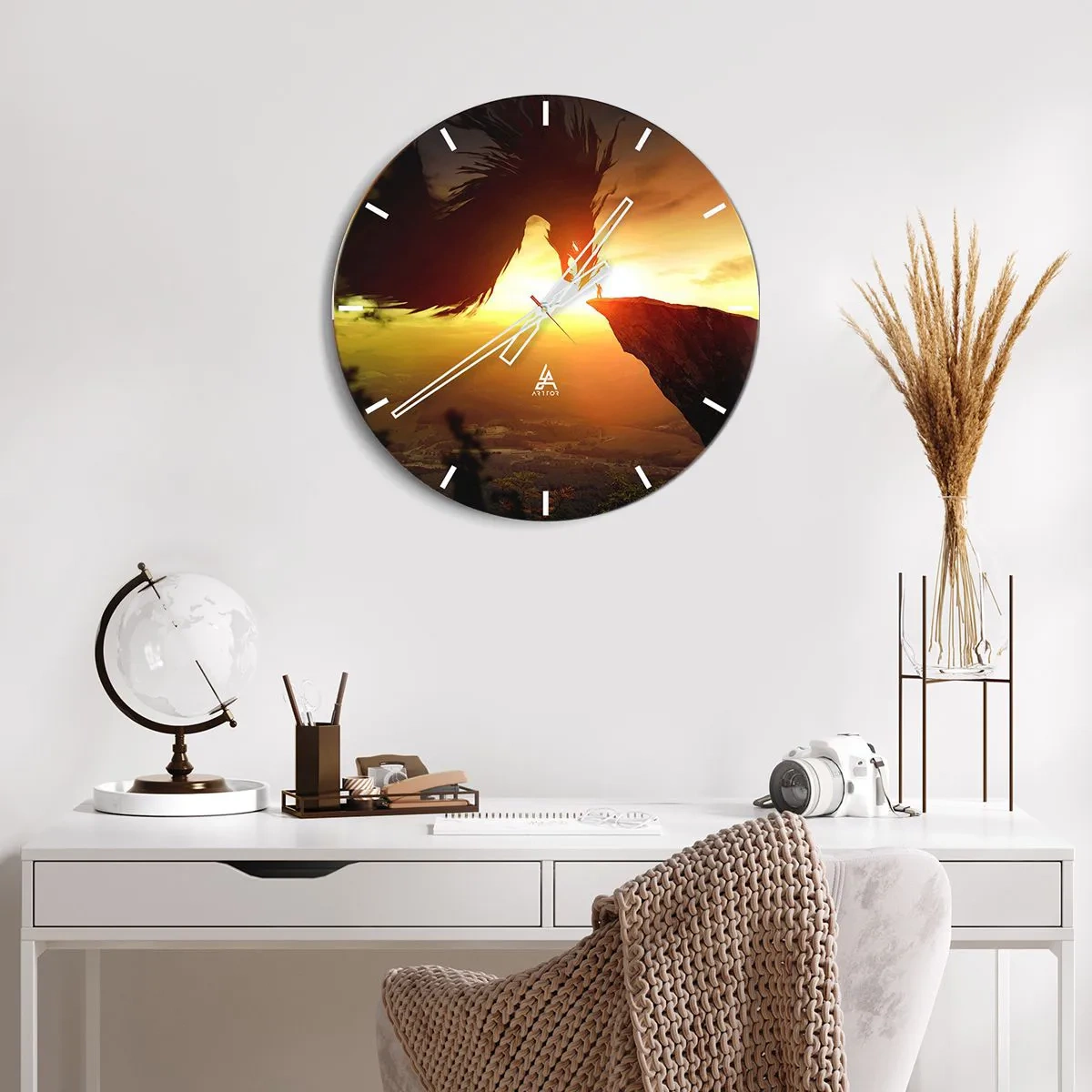 Horloge murale - Pendule murale - Chasseur de dragon - 40x40 cm