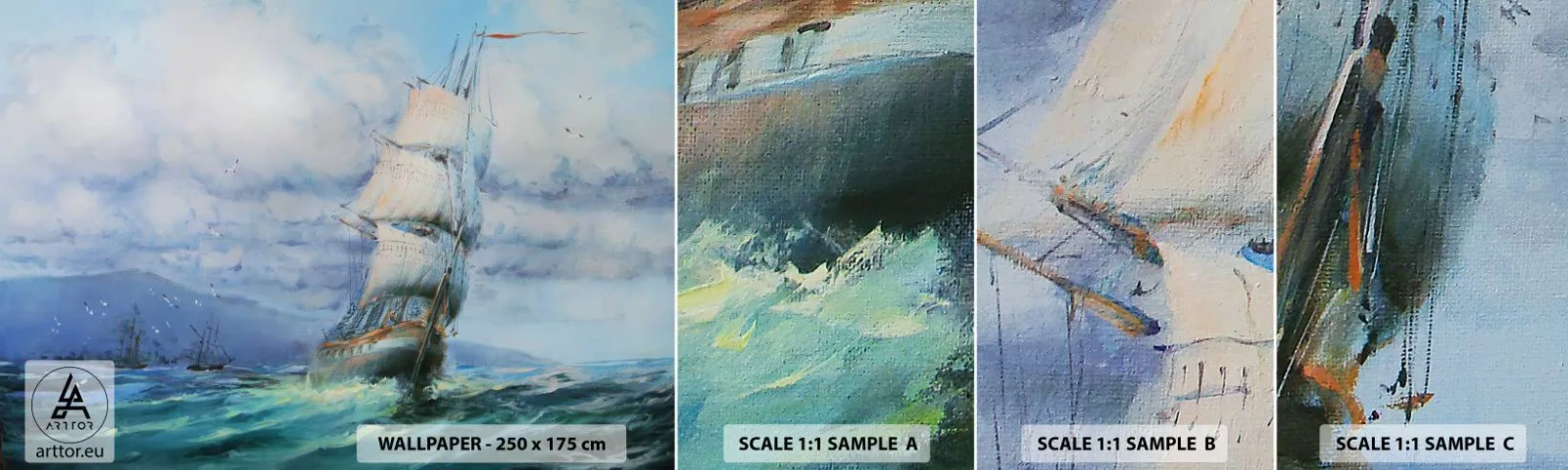 Échantillon de Papier Peint Autocollant Deluxe Sticker - Vents favorables - Bateau à voile, Mer, voile - 100x30 cm