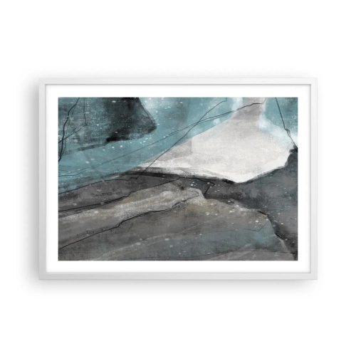 Affiche dans un cadre blanc - Poster - Résumé : roches et glace - 70x50 cm