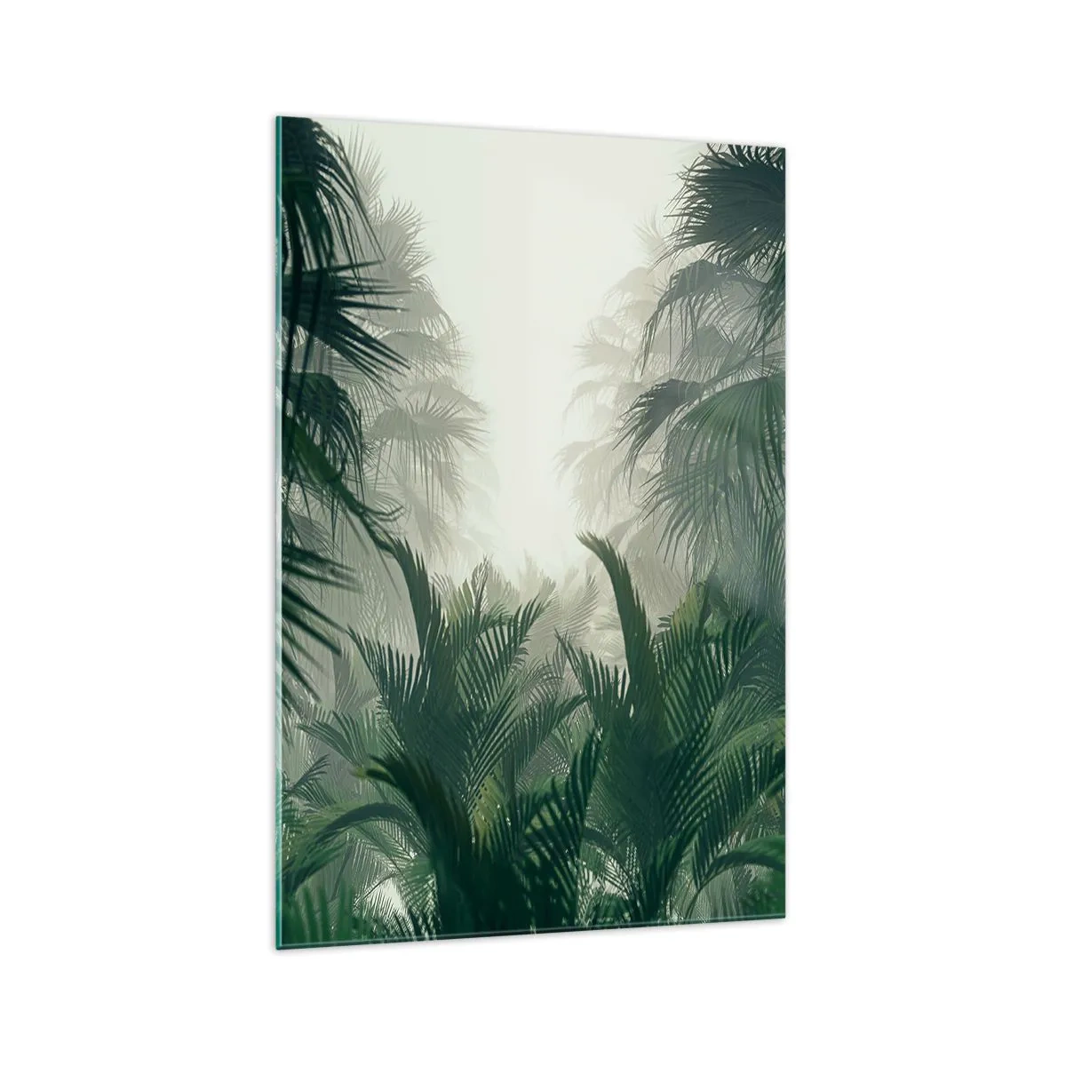 Impression sur verre - Image sur verre - Végétation tropicale dans un épais brouillard de forêt tropicale - 70x100cm - Secret tropical - Décoration murale moderne pour le salon et la chambre ARTTOR
