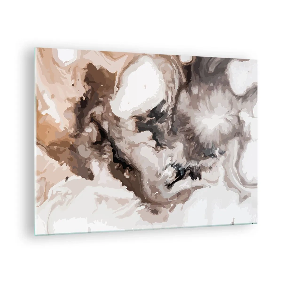 Impression sur verre - Image sur verre - Motif abstrait dans les tons de marron, beige et blanc - 70x50cm - La naissance d'une galaxie - Décoration murale moderne pour le salon et la chambre ARTTOR