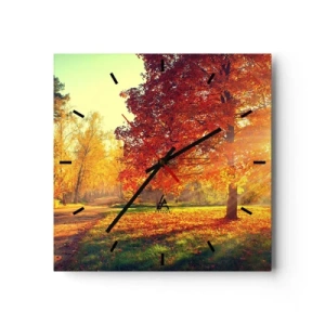Horloge murale - Pendule murale - Parc d'automne illuminé par la lumière du soleil - 30x30cm - Le roux est beau - Décoration murale moderne pour le salon et la chambre ARTTOR