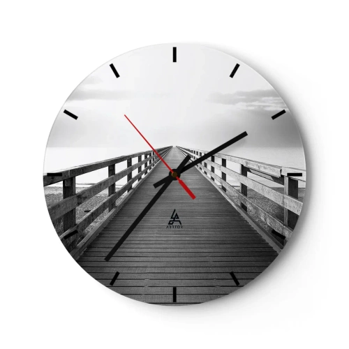 Horloge murale - Pendule murale - Un pont en bois menant vers l'horizon - 30x30cm - A perte de vue... - Décoration murale moderne pour le salon, la cuisine et la chambre ARTTOR