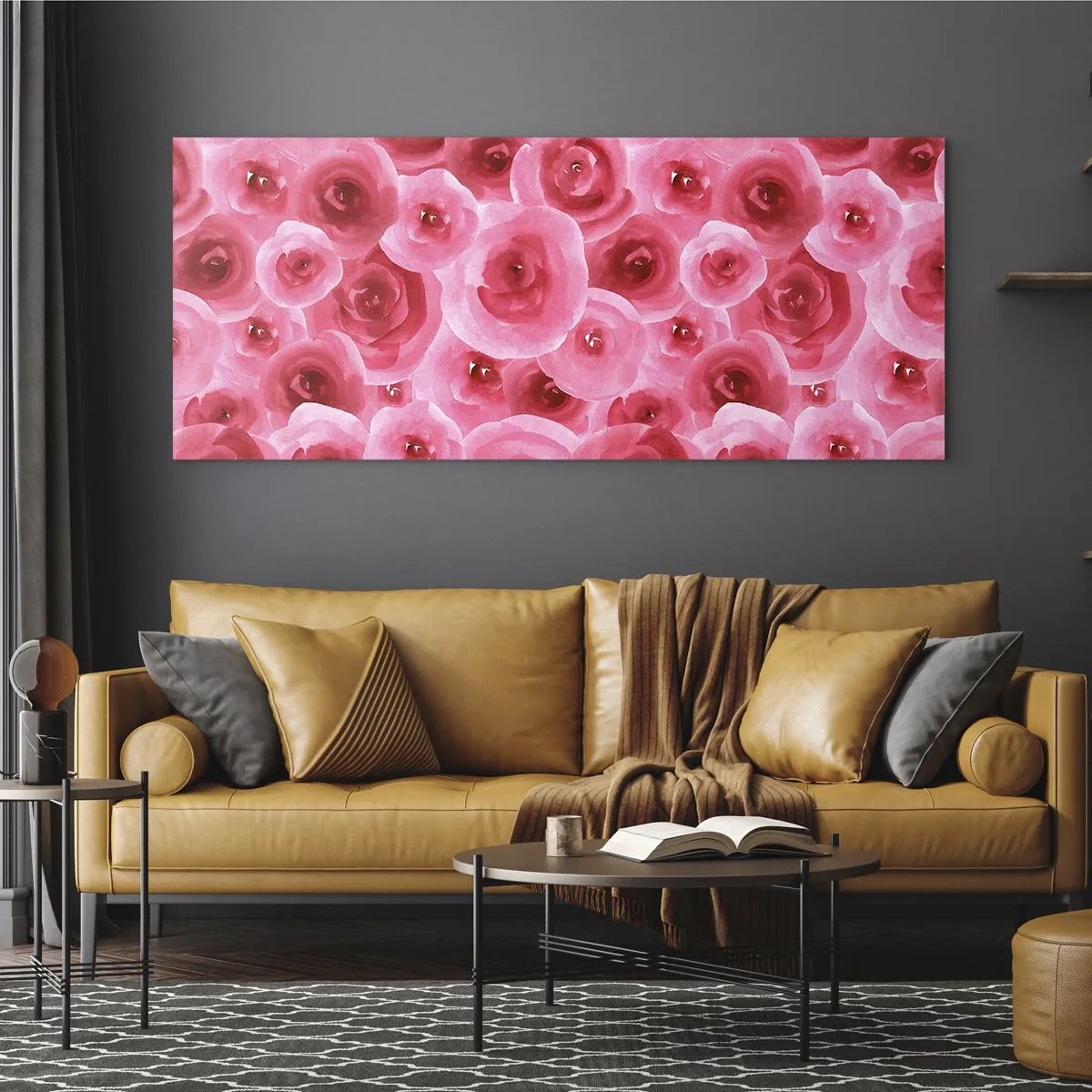 Impression sur verre - Image sur verre - Roses en-haut et en-bas - 90x30 cm