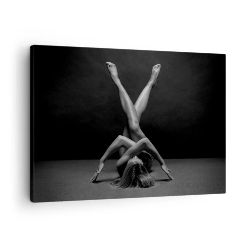 Impression sur toile - Image sur toile - Une vision artistique d'une femme en noir et blanc - 70x50cm - Géométrie de la nudité - Décoration murale moderne pour le salon et la chambre ARTTOR