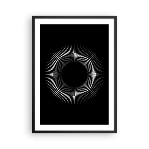 Affiche dans un cadre noir - Poster - Une composition fascinante d'un cercle lumineux sur fond noir. - 50x70cm - Soleil noir - Décoration murale moderne pour le salon et la chambre ARTTOR