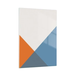 Impression sur verre - Image sur verre - Composition géométrique avec des triangles colorés - 50x70cm - Sous cette angle.... - Décoration murale moderne pour le salon et la chambre ARTTOR