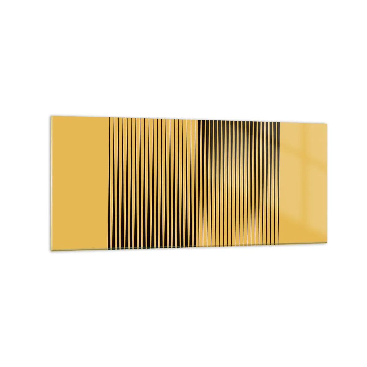 Impression sur verre - Image sur verre - Lignes noires verticales sur fond jaune - 120x50cm - Cadre opposé - Décoration murale moderne pour le salon et la chambre ARTTOR