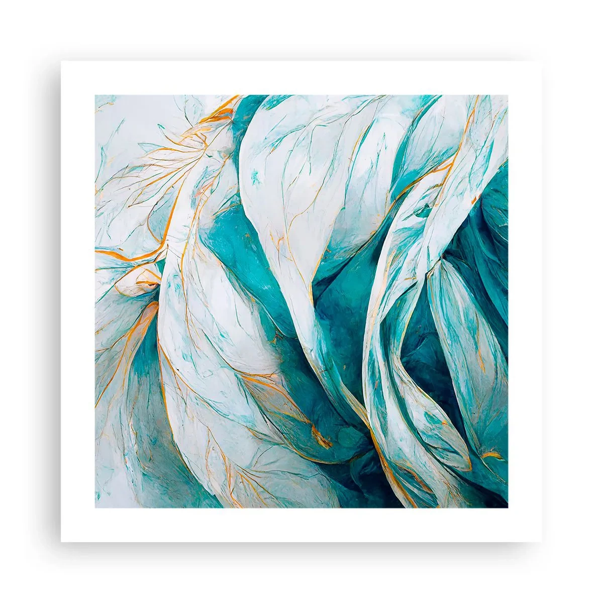 Affiche - Poster - Abstraction bleue avec un motif doré - 50x50 cm