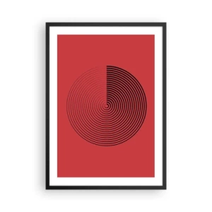 Affiche dans un cadre noir - Poster - Spirale géométrique sur fond rouge dans un style minimaliste - 50x70cm - Mouvement circulaire - Décoration murale moderne pour le salon et la chambre ARTTOR