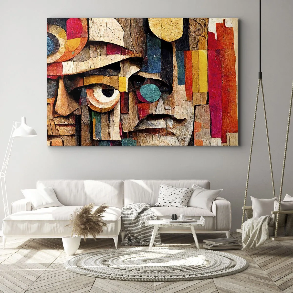 Impression sur toile - Image sur toile - Visages abstraits aux couleurs intenses - 120x80cm - Je te vois… - Décoration murale moderne pour le salon et la chambre ARTTOR