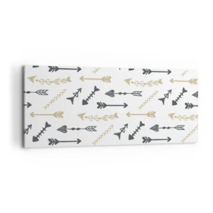 Impression sur toile - Image sur toile - Un motif minimaliste avec des flèches aux couleurs beige et grise. - 120x50cm - Le rêve de l'archer - Décoration murale moderne pour le salon et la chambre ARTTOR