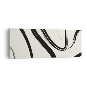Impression sur toile - Image sur toile - Lignes courbes noires et blanches sur fond clair - 140x50cm - Fantaisie en noir et blanc - Décoration murale moderne pour le salon et la chambre ARTTOR