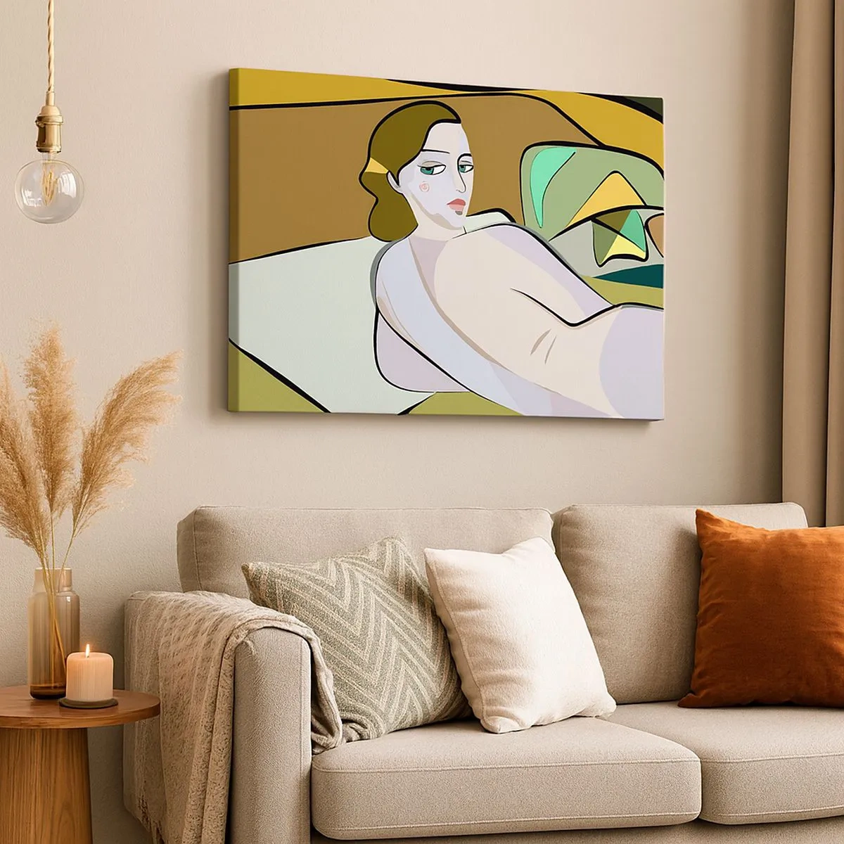 Impression sur toile - Image sur toile - Figure abstraite dans un style moderne - 70x50cm - Portrait intime - Décoration murale moderne pour le salon et la chambre ARTTOR