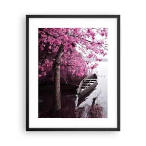 Affiche dans un cadre noir - Poster - Dans un silence rose - 40x50 cm