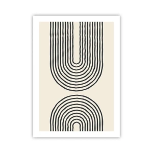 Affiche - Poster - Un motif abstrait avec des lignes formant des arcs symétriques dans un style minimaliste. - 50x70cm - Dans un instant... - Décoration murale moderne pour le salon et la chambre ARTTOR