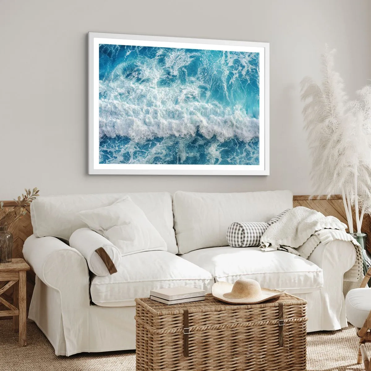 Affiche dans un cadre blanc - Poster - Joyeusement et en sautant - 50x40 cm