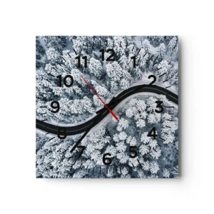 Horloge murale - Pendule murale - À travers une forêt d'hiver - 30x30 cm