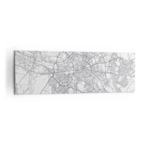 Impression sur toile - Image sur toile - Carte détaillée de la ville en noir et blanc - 160x50cm - Fleur de Berlin - Décoration murale moderne pour le salon et la chambre ARTTOR
