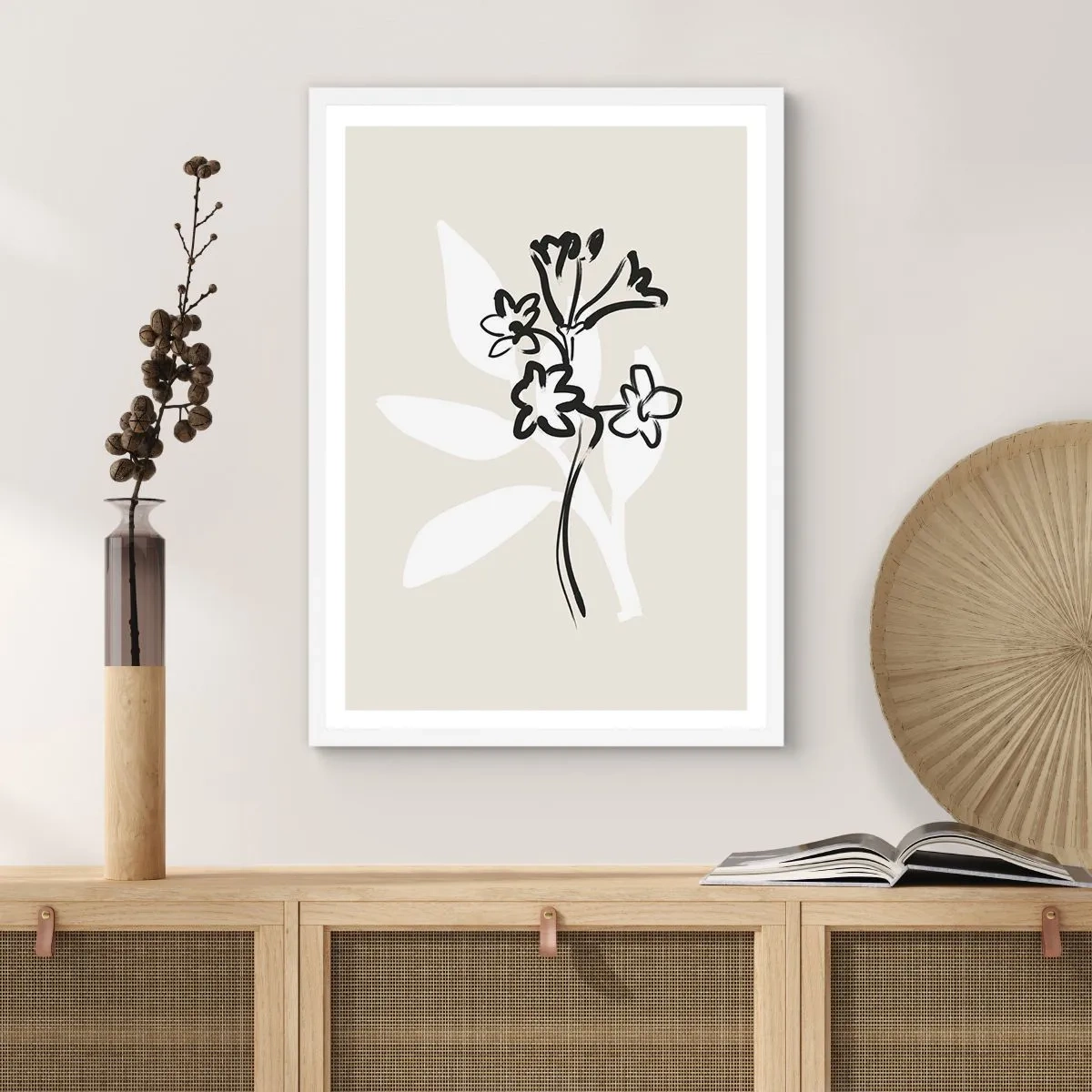 Affiche dans un cadre blanc - Poster - Esquisse pour l'herbier - 40x50 cm